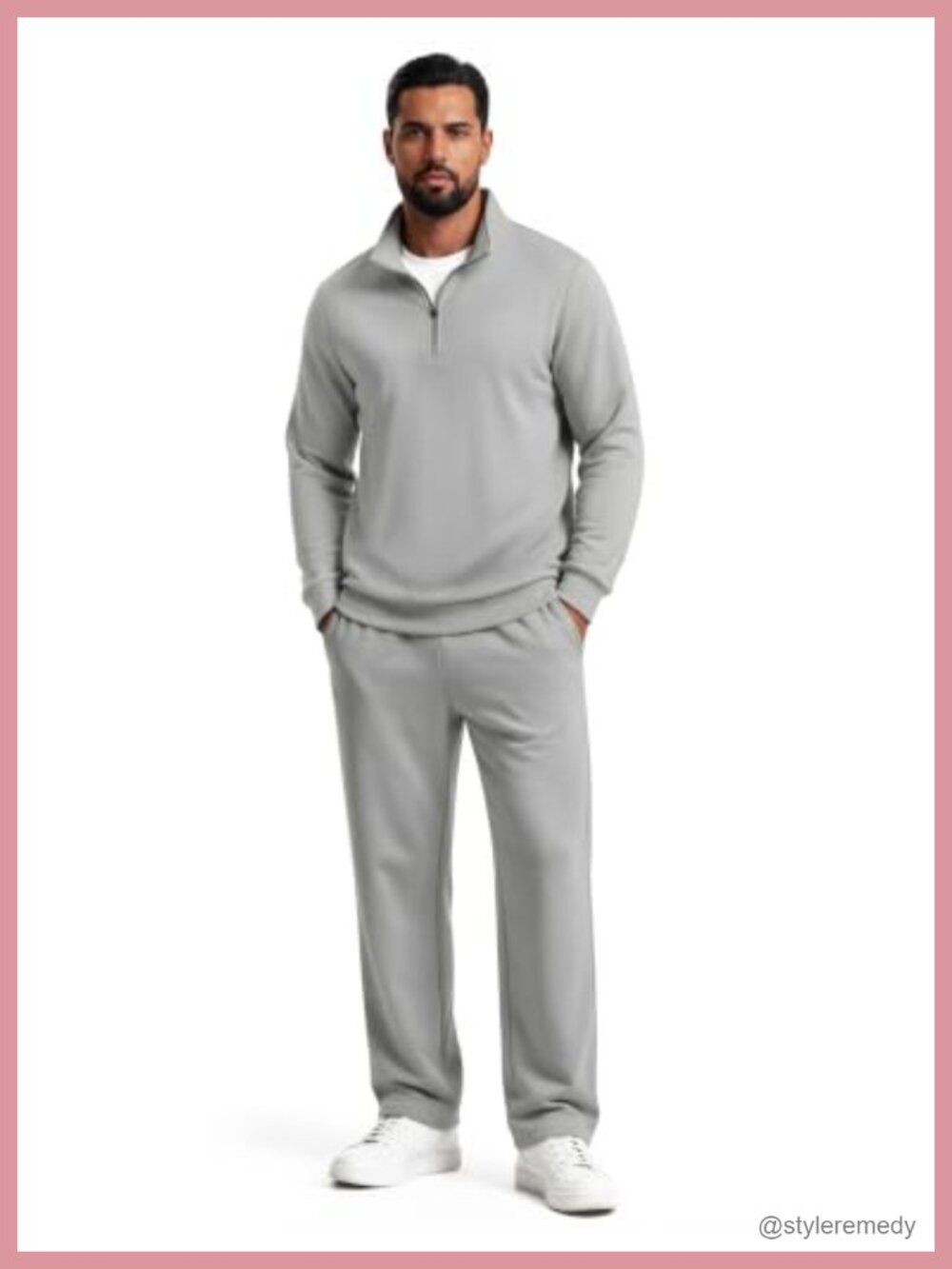 2 Piece Quarter Zip Tracksuit Set Sweatsuit Athletic Outfit